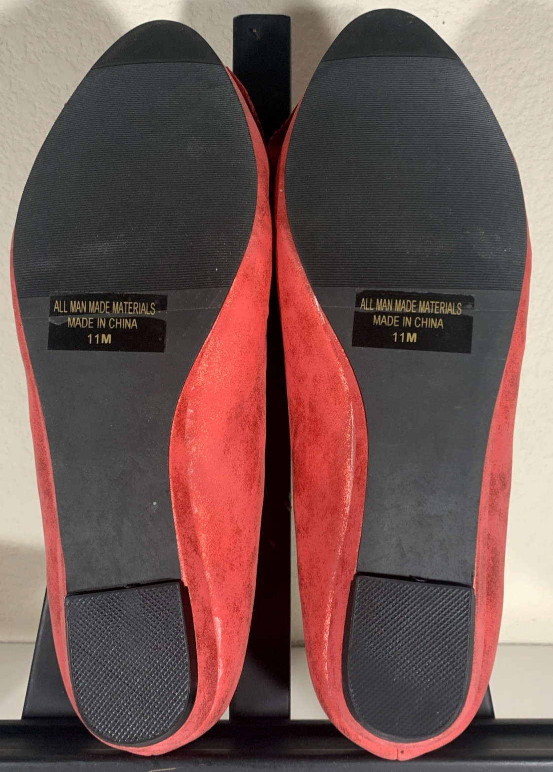 Taryn Angel Steps Women’s 11M Red Faux Suede Sparkle Bow Ballet Flat Comfort NIB