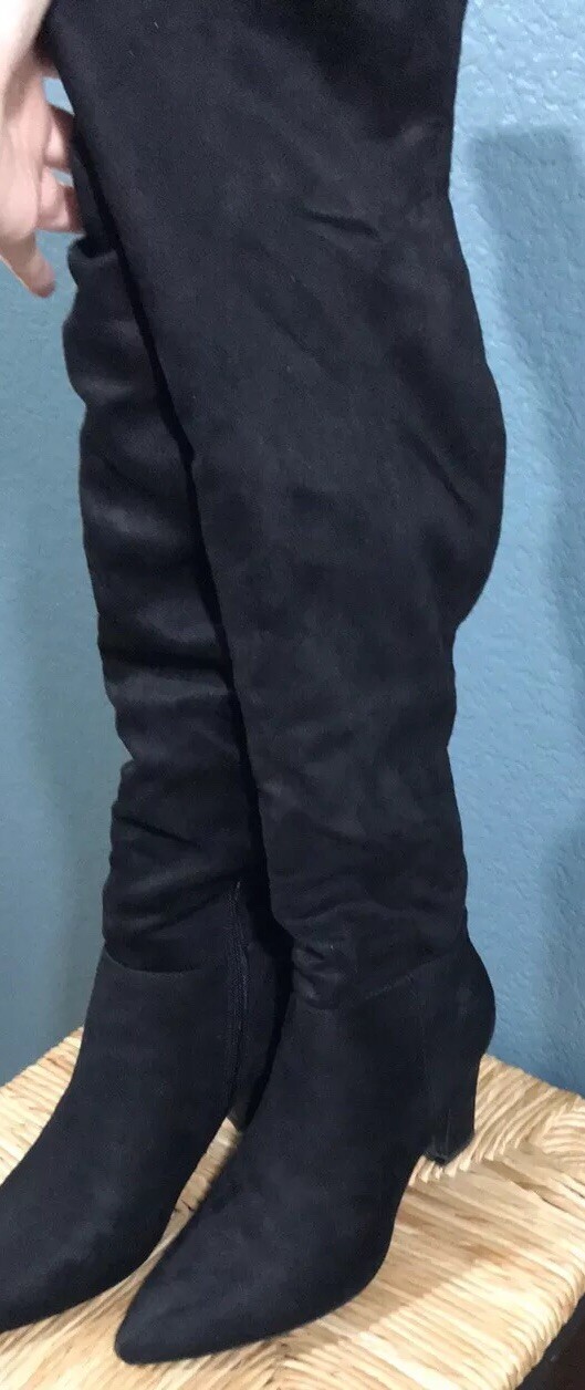 Chinese Laundry Rami Suedette Black Knee High Boot Womens Size 7.5
