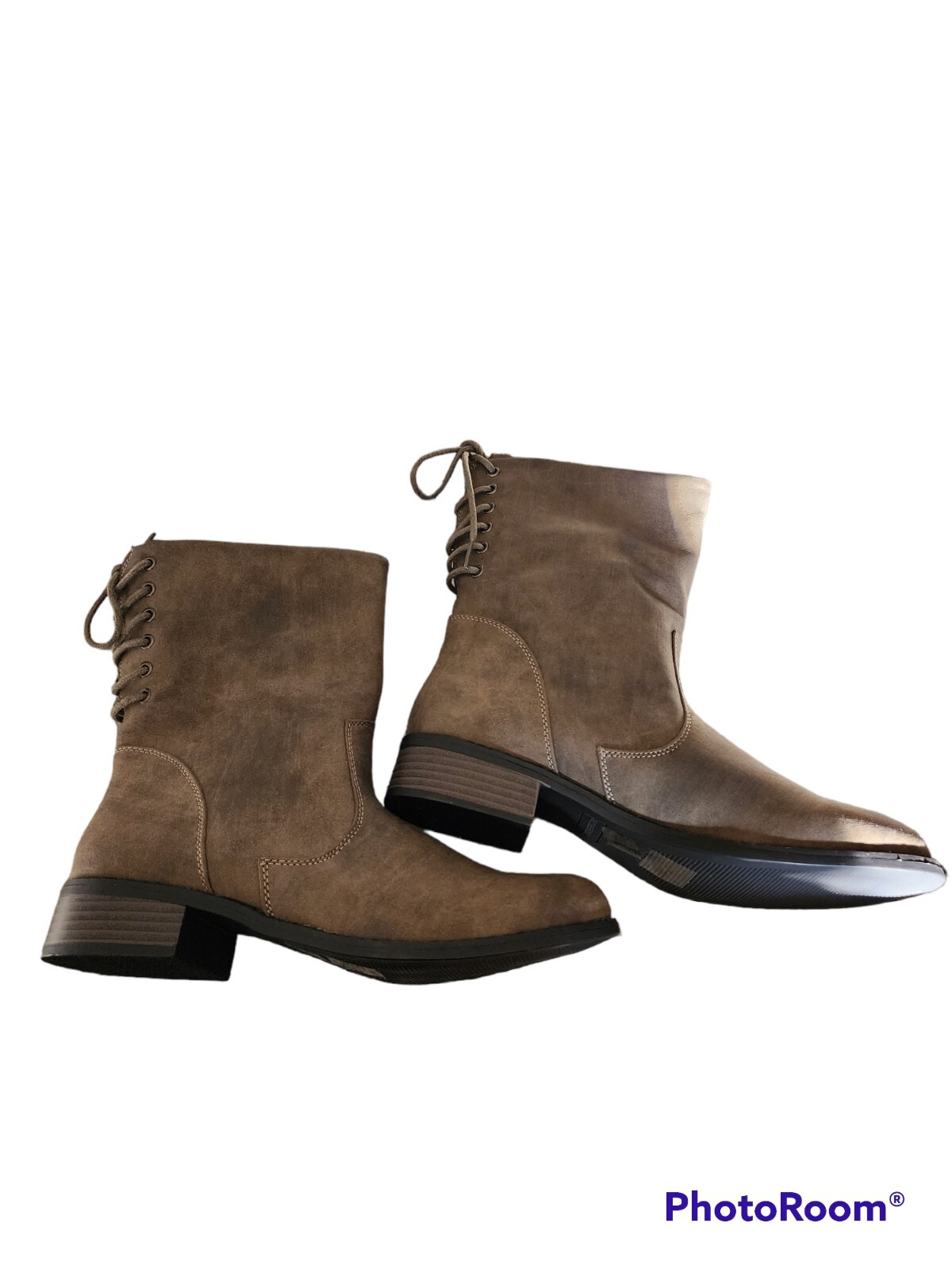 Justfab Brown Tie Calf Boots Size 10
