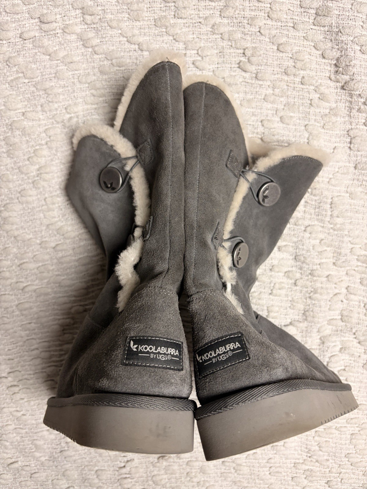 Koolaburra by UGG Womens Kinslei Tall Suede & Faux Fur Boots Stone Grey Size 10