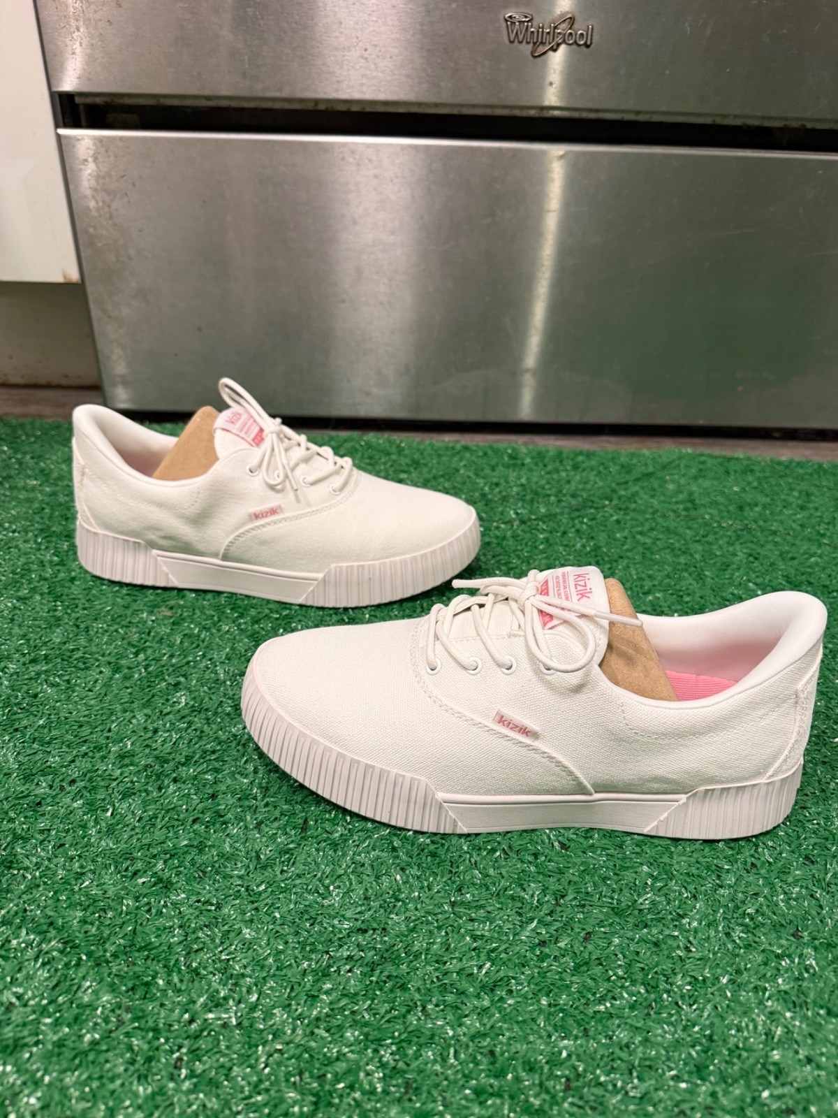 New Kizik Womens Madison Hands Free Step-in Shoes Size 8 Women’s White/Pink NWT