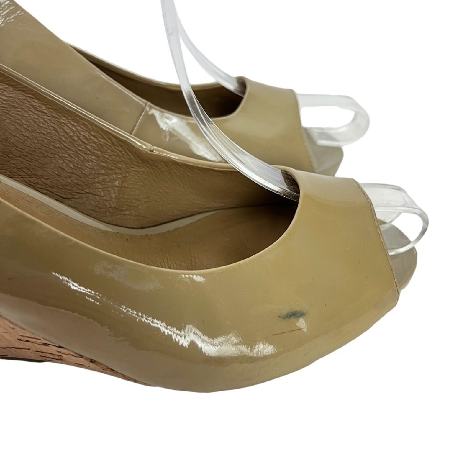 GERRY WEBER Genuine Leather Open Peep Toe Slingback Cork Wedge Shoes Sandals 38