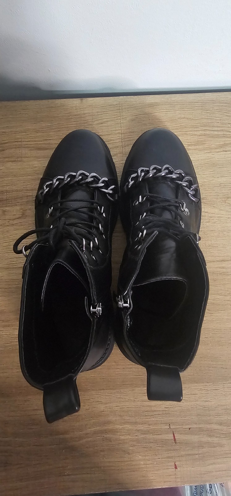 Chase Chloe Combat Boots Womens Sz 11 Black Chain Booties Grunge Lug Edgy
