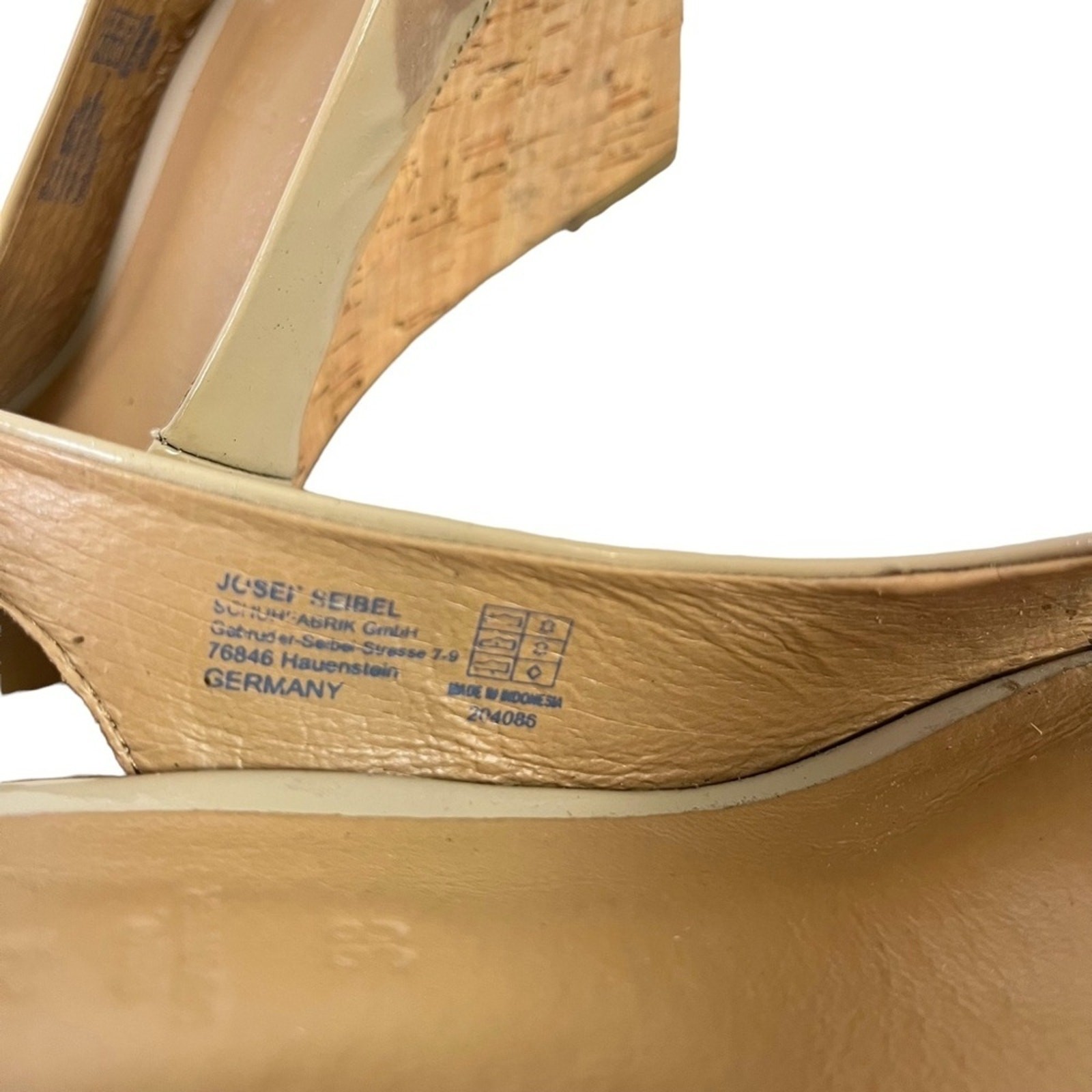 GERRY WEBER Genuine Leather Open Peep Toe Slingback Cork Wedge Shoes Sandals 38