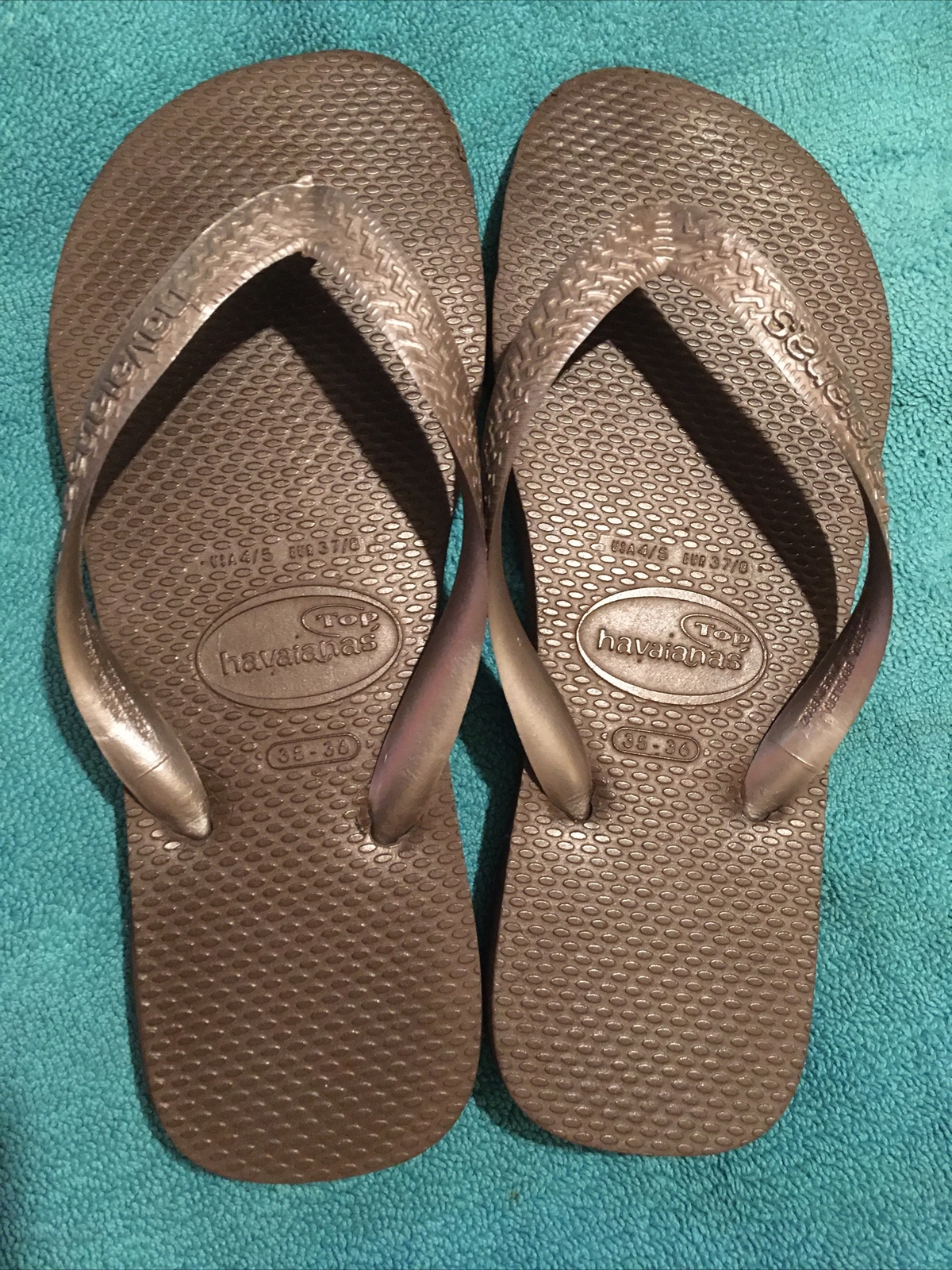 Havianas TOP *Unisex Flip Flop Sandals *4/5 USA *37/8 EUR Bronze Brown *SEE PiX