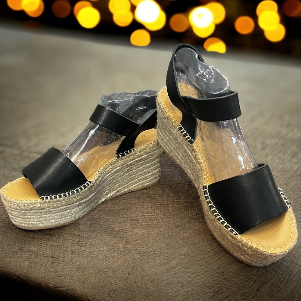 New: Soludos Leather & Jute Espadrille 3” Heel- Size 11