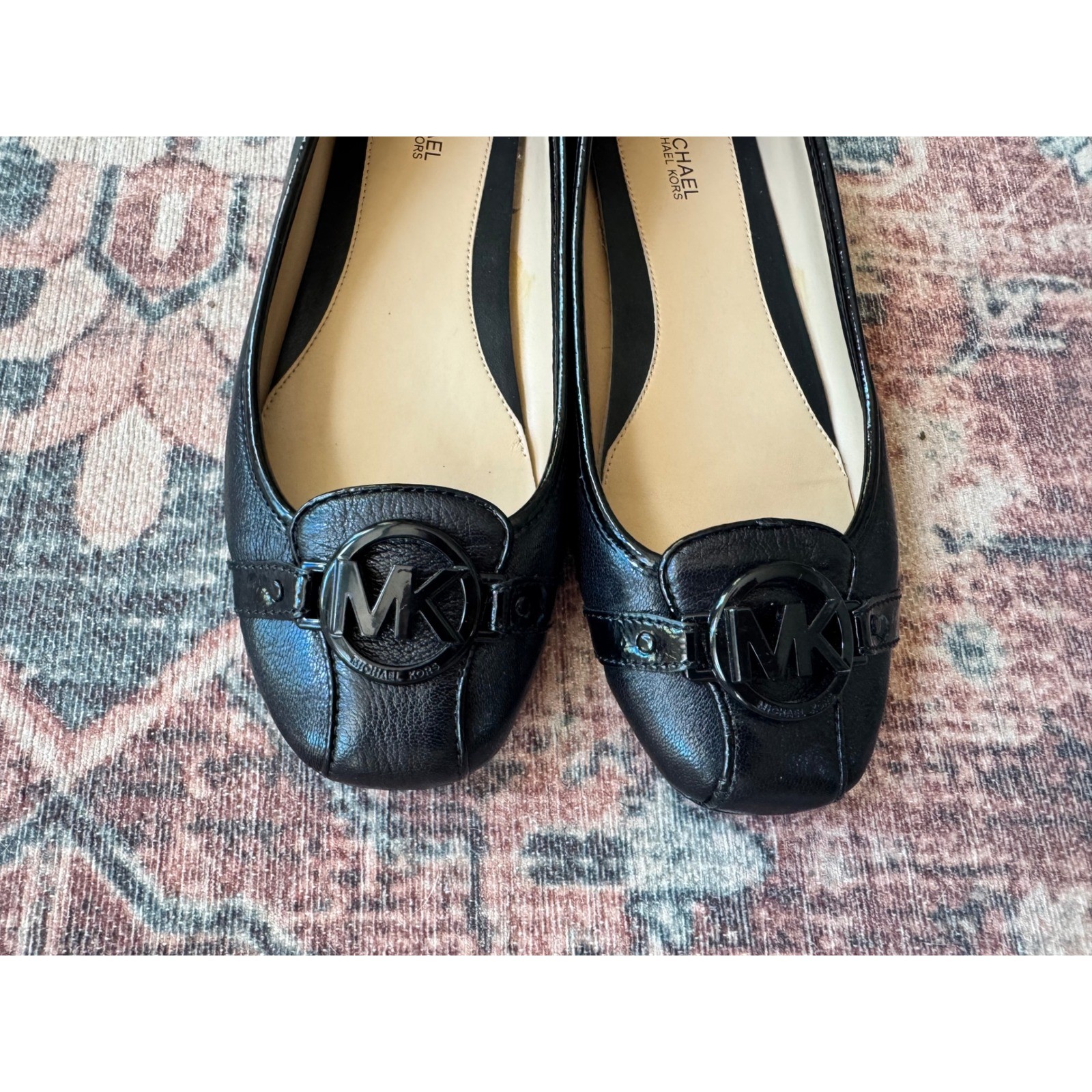 Michael Michael Kors Fulton Moc Black Leather Logo Medallion Moccasin Flats 8.5M