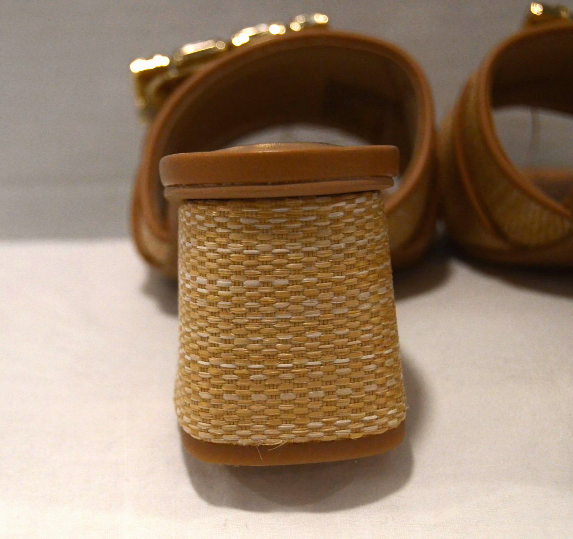 NWT A New Day Beige/Brown Slide Sandals Size 7.5 Rhinestone Buckle