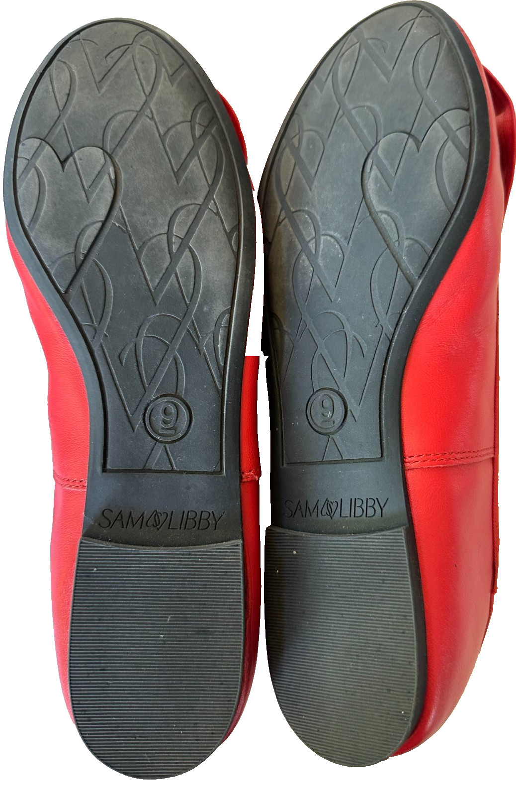 Sam & Libby Cherry Red Chelsea Leather Women’s Flats Bow Tie 9M