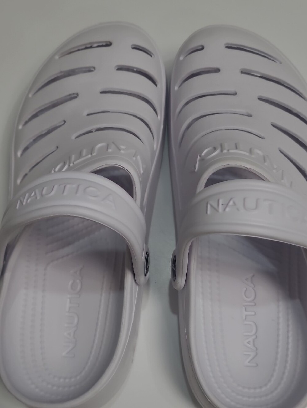 Nautica River Edge Unisex White Ventilated Water Clogs – Size 9-Women 7-Men