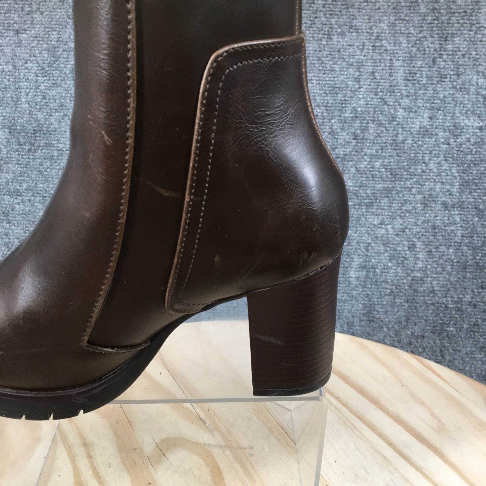 Dorothy Gaynor Boots Womens 23.5 US 6 Ankle Bootie Brown Side Zip Comfort Block