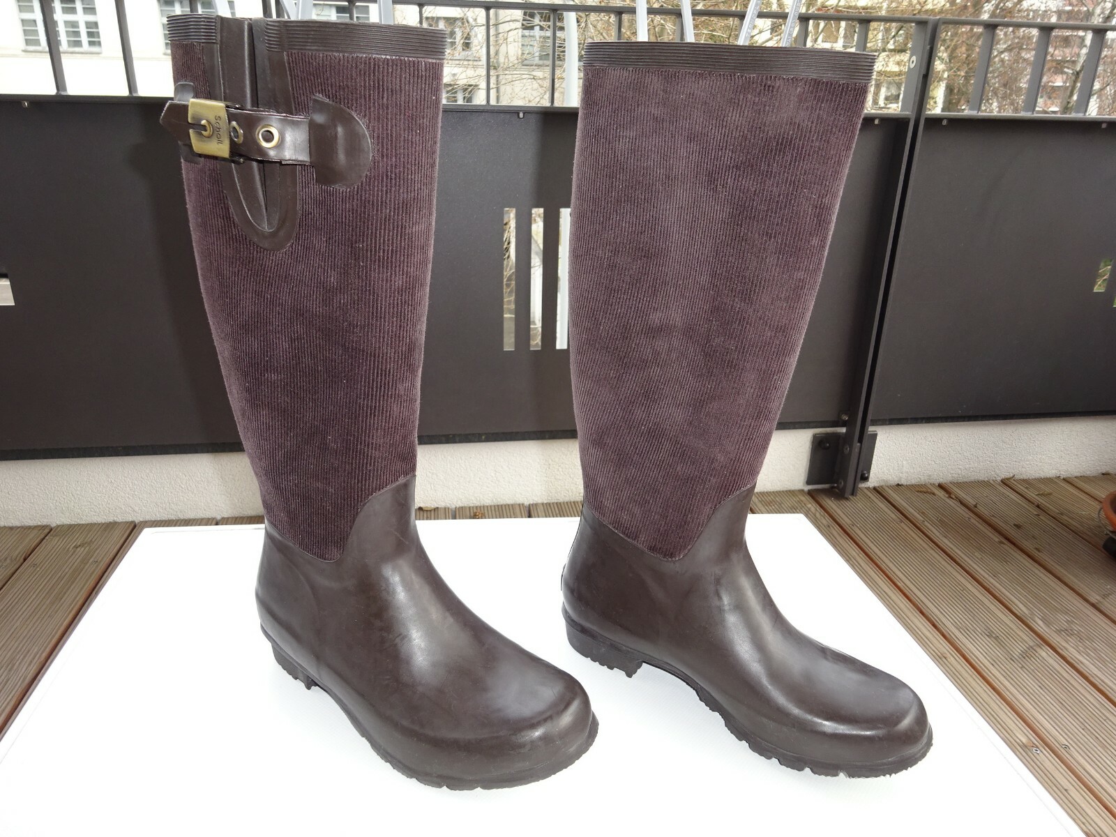 SCHOLL 299 DR.SCHOLL Damen Schuhe Stiefel Gummistiefel Gummi Kord Gr.37 Neuw