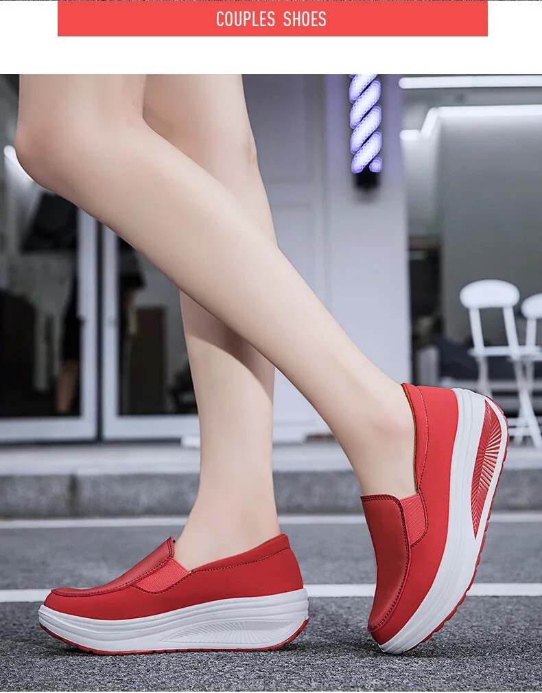 Spring Genuine Leather Soft Outsole Work Shoes Swing Shoes Wedges Single Shoes