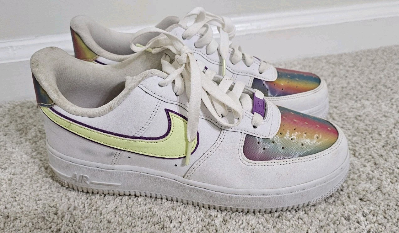 Nike Air Force 1 Low Easter Women’s Sz 8.5 CW0367-100 Rainbow Bright Neon