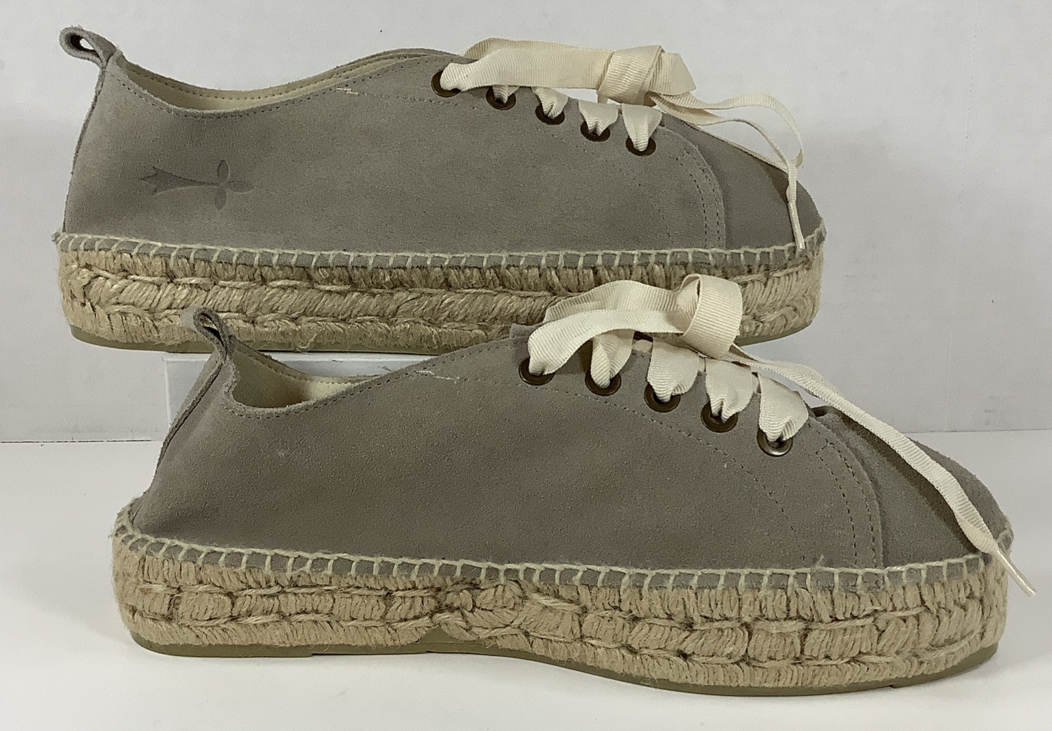 Manebi Gray Suede Platform Espadrille Sneakers Women US 10 EU 41 Jute