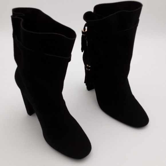 ZARA Elegant Black Women’s 40 Boots suede Western Festival Rodeo Y2k Pull On