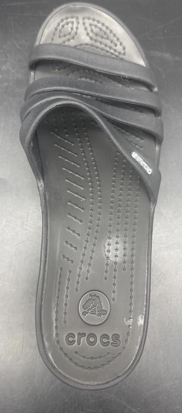Women’s Rhonda Crocs Wedge Black Sandals Slides Shoes Sz 10 Summer Pool Vacation