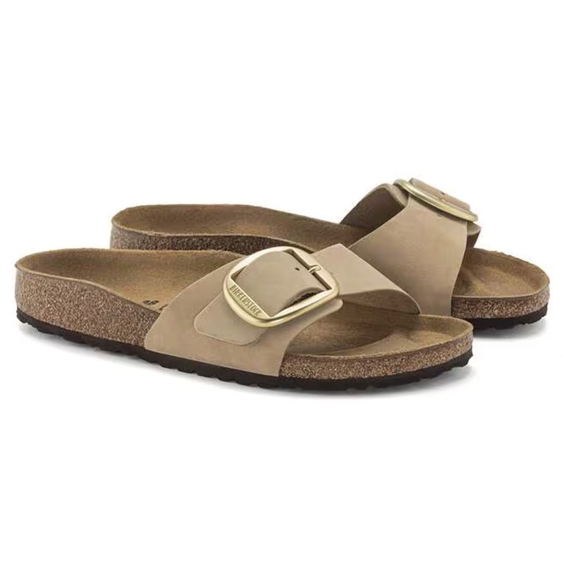 Birkenstock Madrid Big Buckle Sandcastle Nubuck Leather Women’s Sandals Narrow