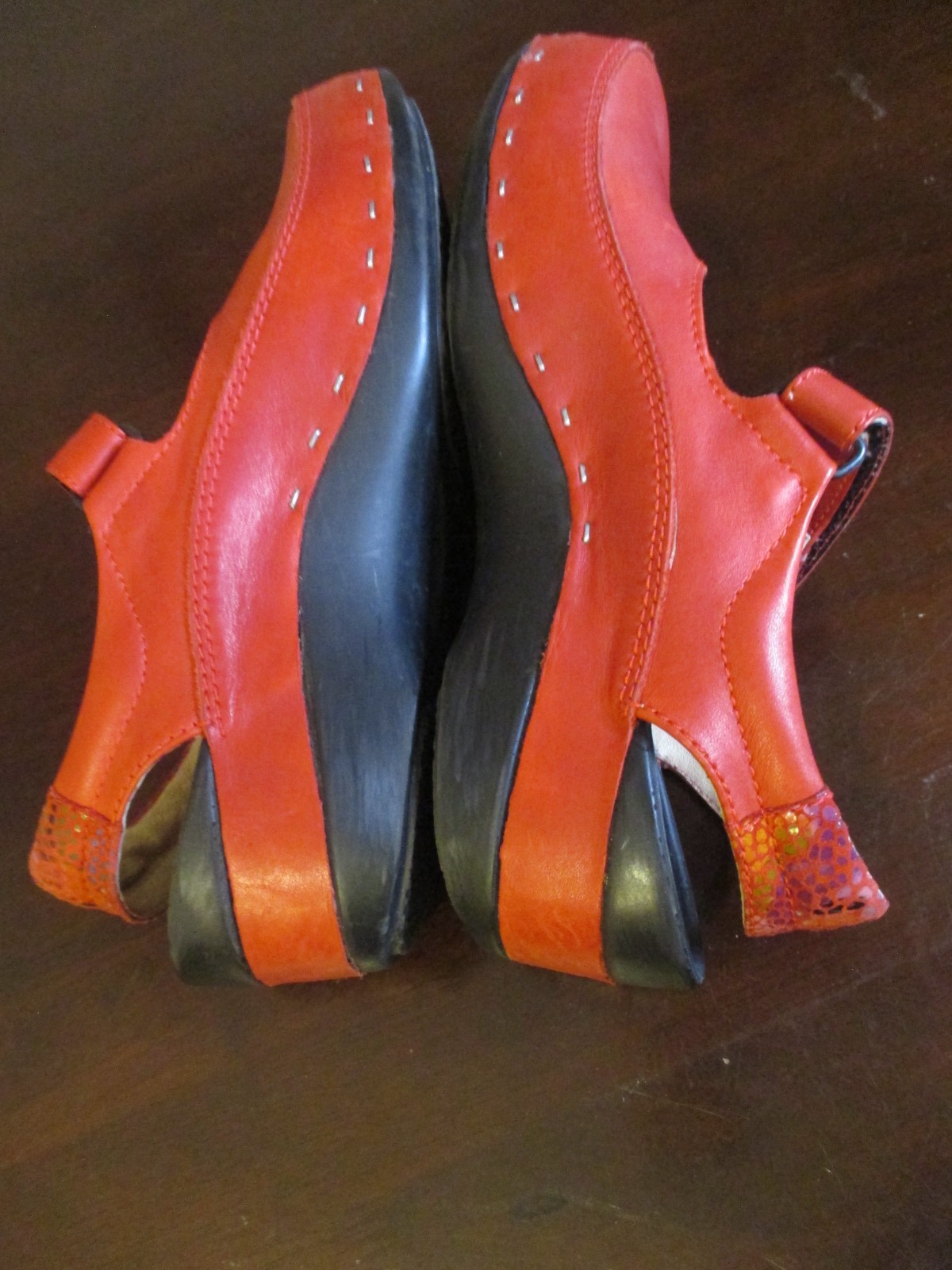 Wolky Red Leather Mary Jane Comfort Shoes Hook Loop Strap Women US 7 EU 38