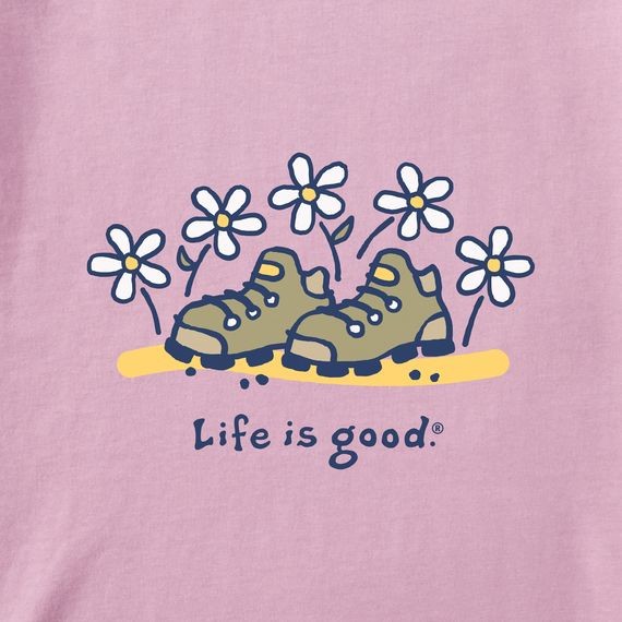 Life Is Good Daisy Hiking Boots Long Sleeve Crusher-LITE Hooded Tee Women’s Shir