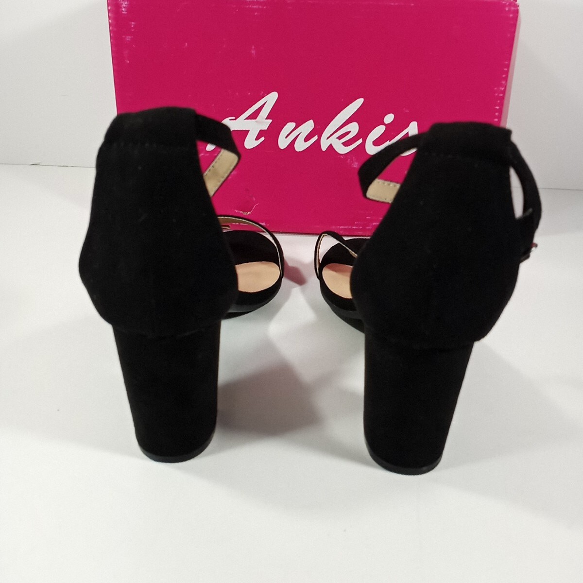 ANKIS Ankle Strap Chunky Low High Heel Dress Party Sandal Shoes Black 6 B