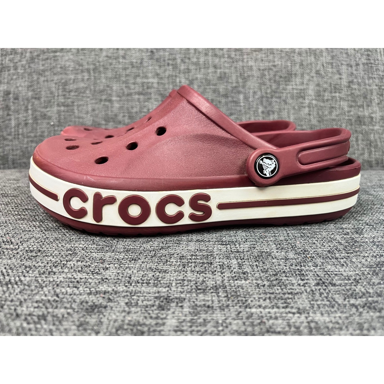 Crocs Bayaband Clog Burgundy White Unisex Comfort Water Shoes M6 W8 Beach Summer