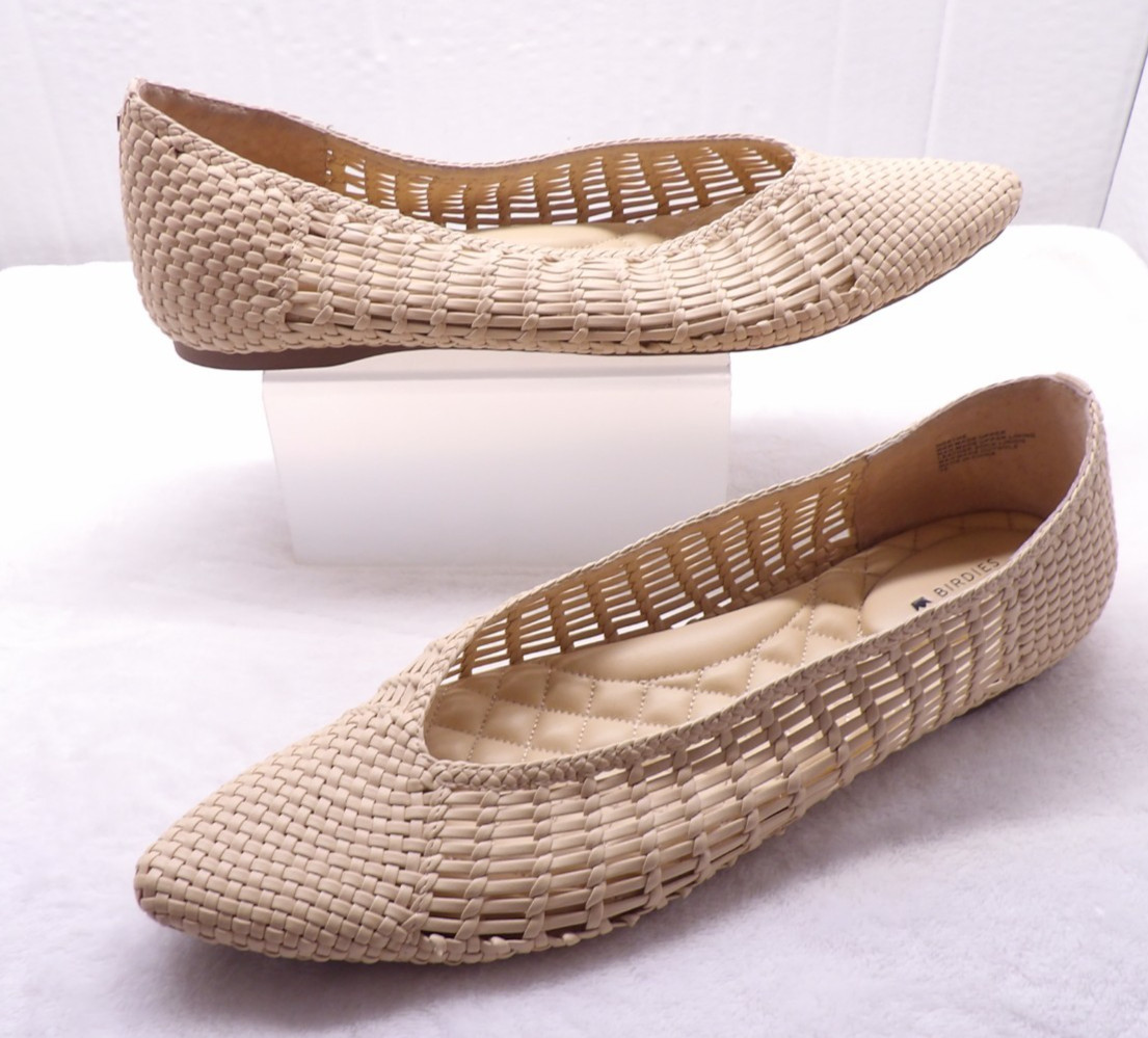 BIRDIES The Goldfinch Sz 12 Dawn Woven Slip-On Pointed Toe Flats Creamy Beige