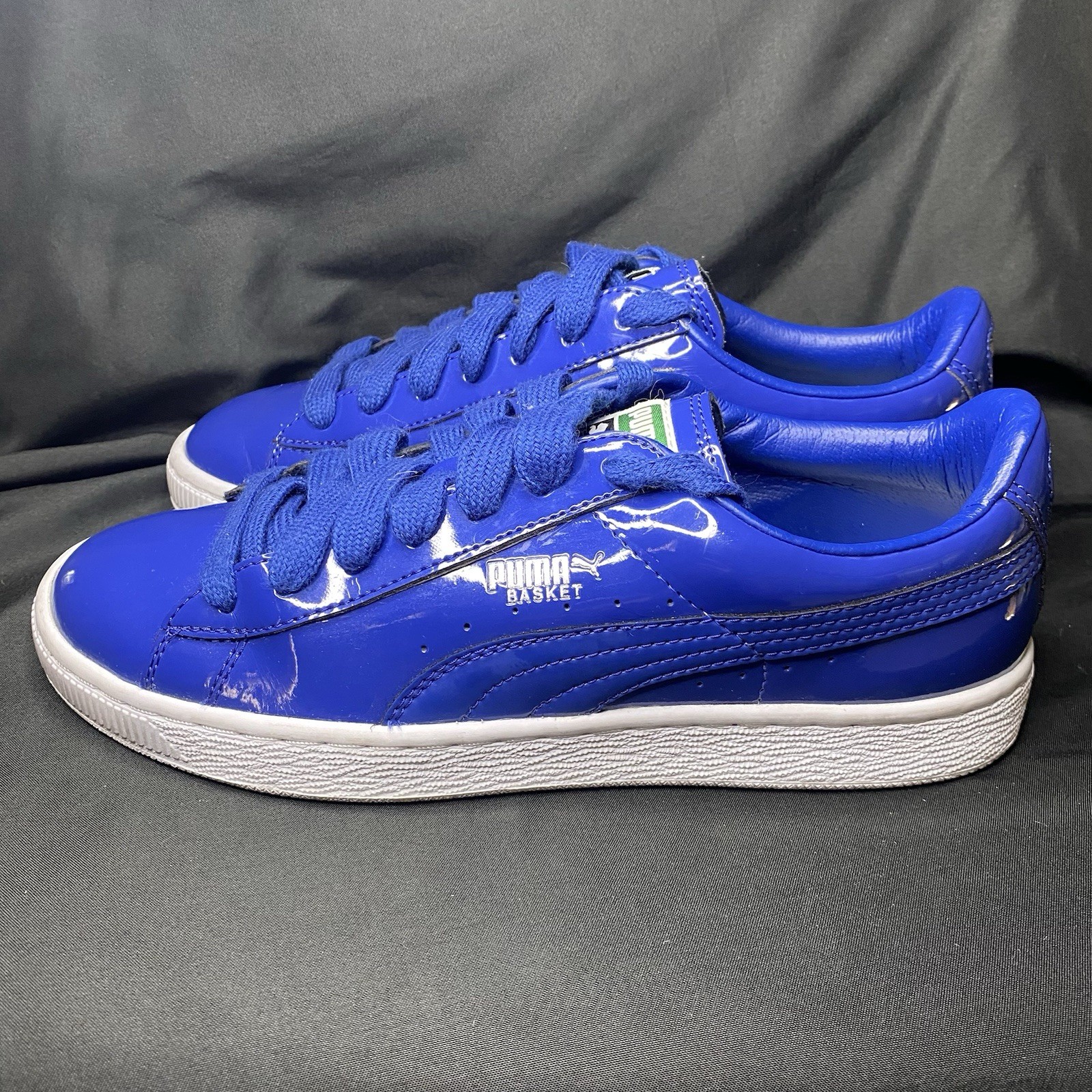 Puma Basket Classic Patent 358892 Royal Blue White Womens US 6 / EUR 38