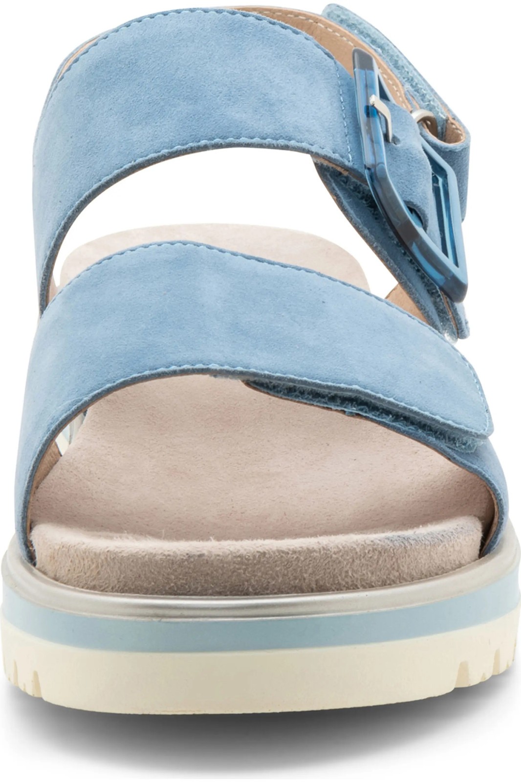 BRAND NEW ARA $165 «MARBELLA» STRAP SUEDE CHUNKY SANDALS COOL BLUE SIZE 8.5M(39)