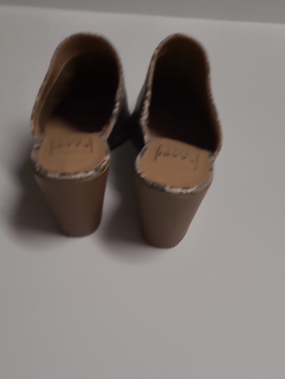 Kaari Blue Snake-Print Pointed Slip-On Mules in Beige and Gray – Size 7