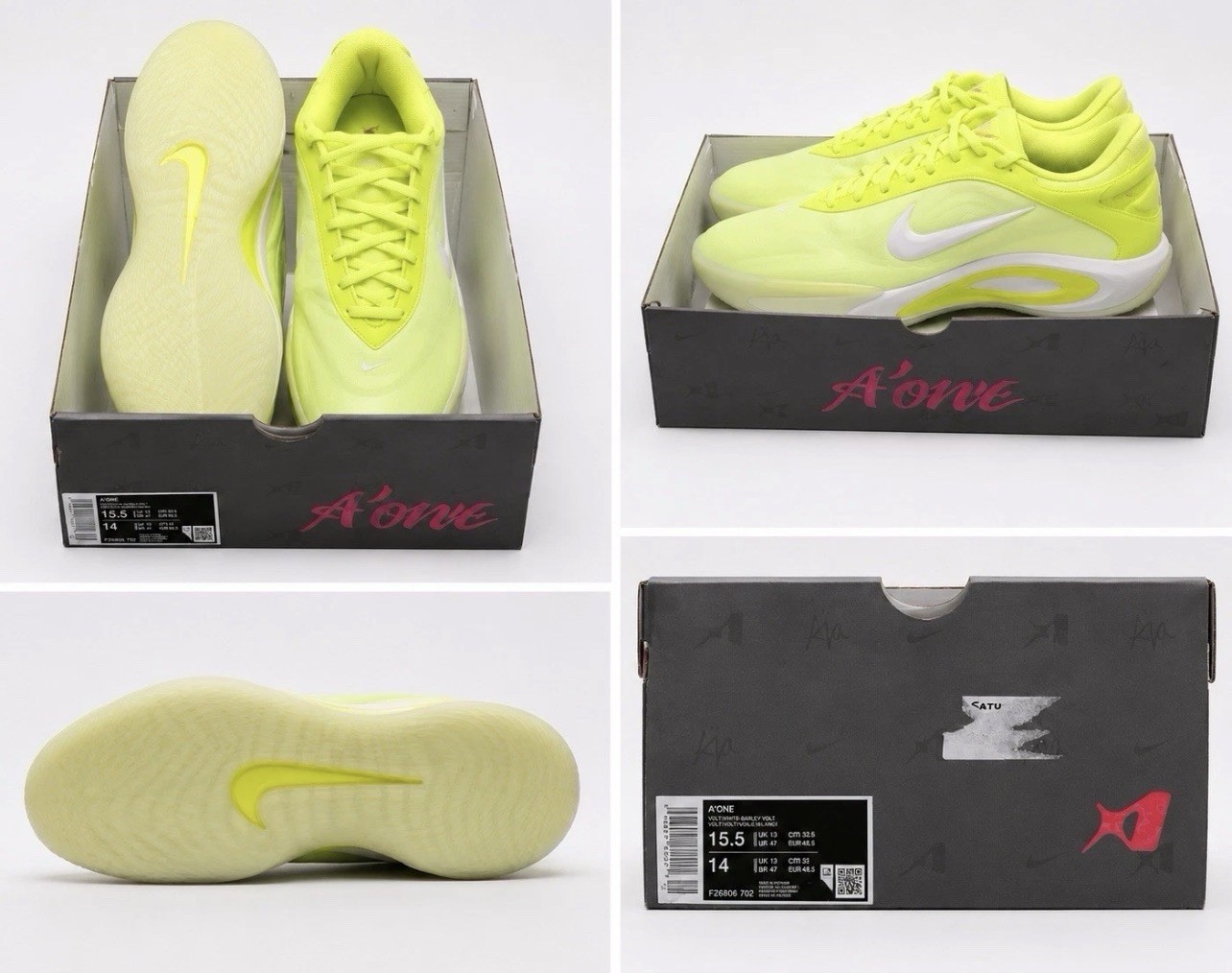 Nike A’One Men’s Low Top Sneaker Volt/White Lace Up Athletic FZ8605-702