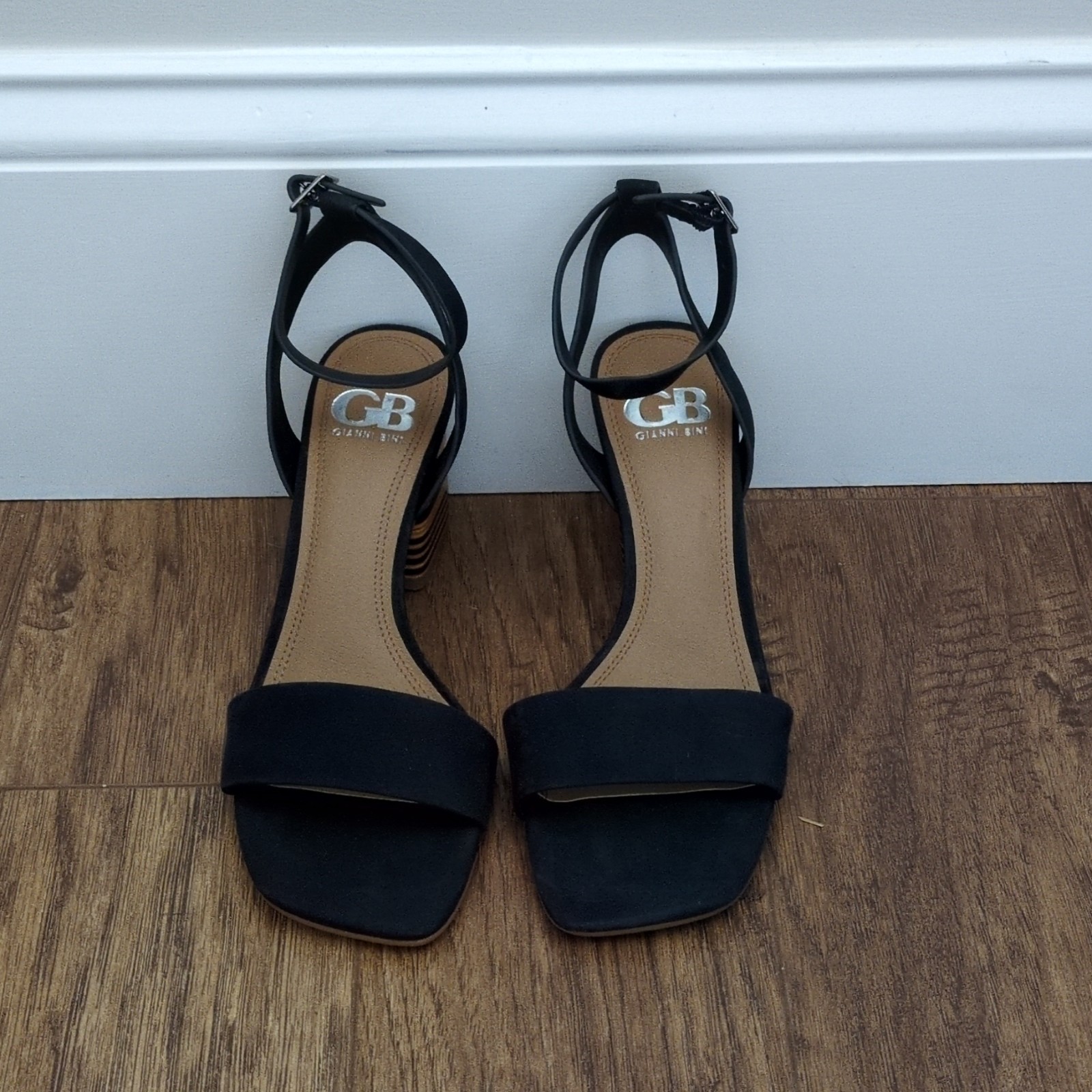 Gianni Bini Women’s Blue Leather Ankle Strap Sandals Buckle, US 7.5