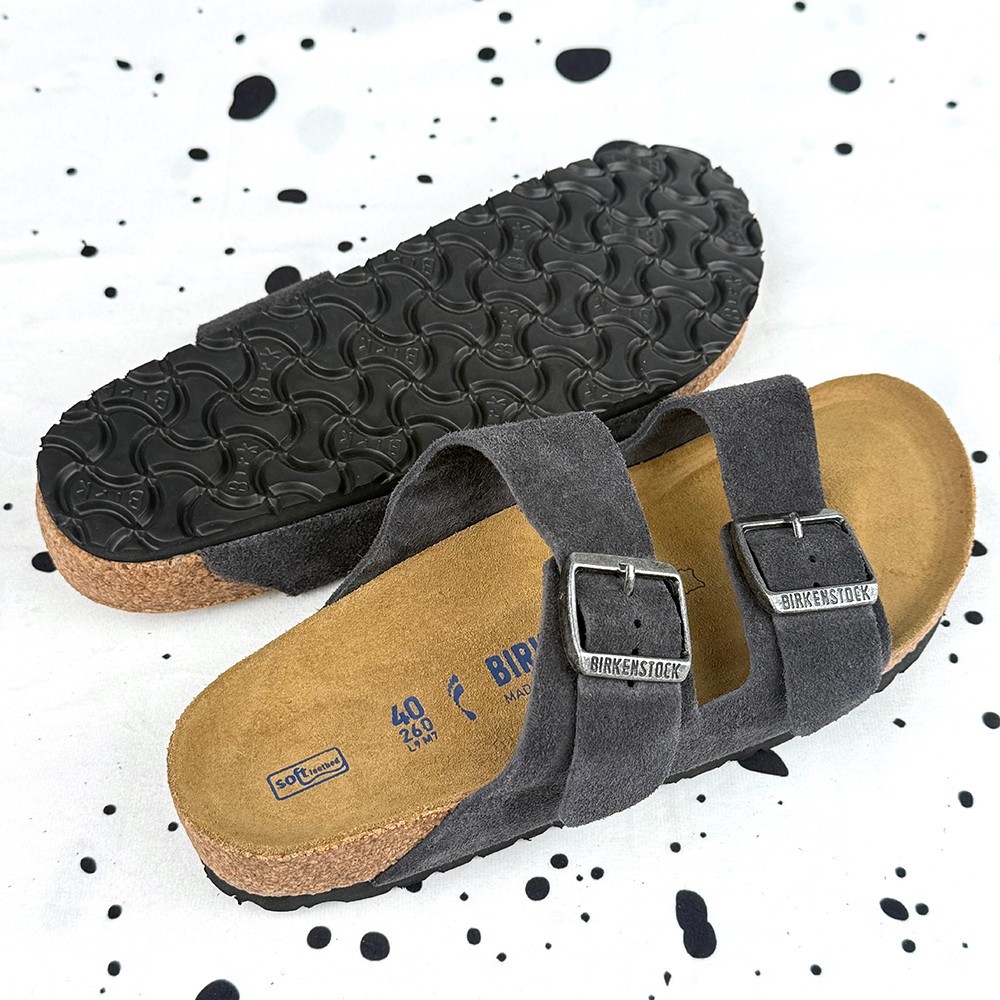 Birkenstock Arizona Narrow/Wide Velvet Gray Suede Leather Unisex Sandals 37-45