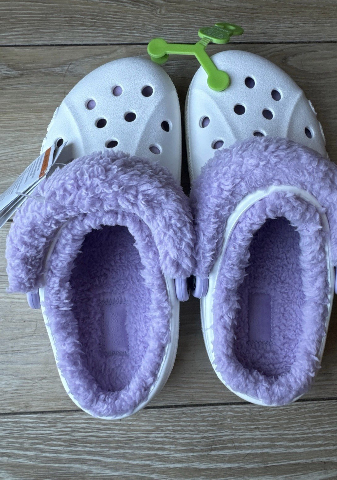 CROCS BAYA LINED FUZZ-STRAP CLOG 206633-577 WHITE UNISEX US W7/M5