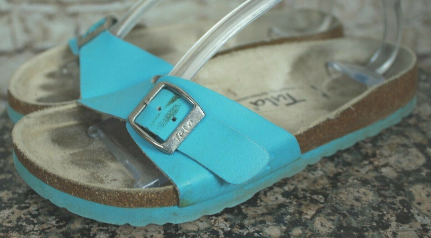 TULA BY BIRKENSTOCK WOMEN’S TEAL SLIDE SANDALS 6US/37EU NARROW VGC!
