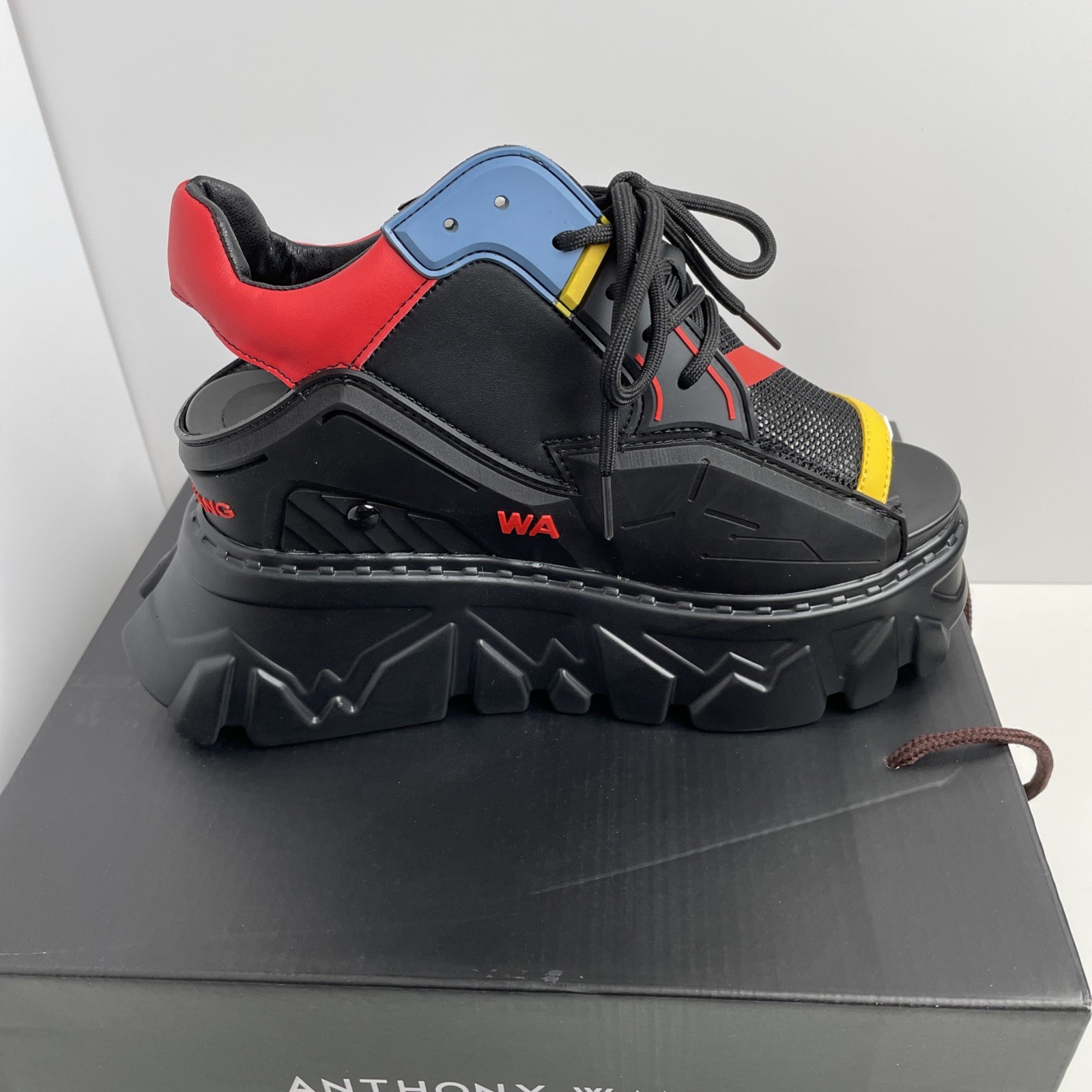 Anthony Wang Gooseberry 01 Gundam Wing Black Platform Wedge Sneakers US W 10