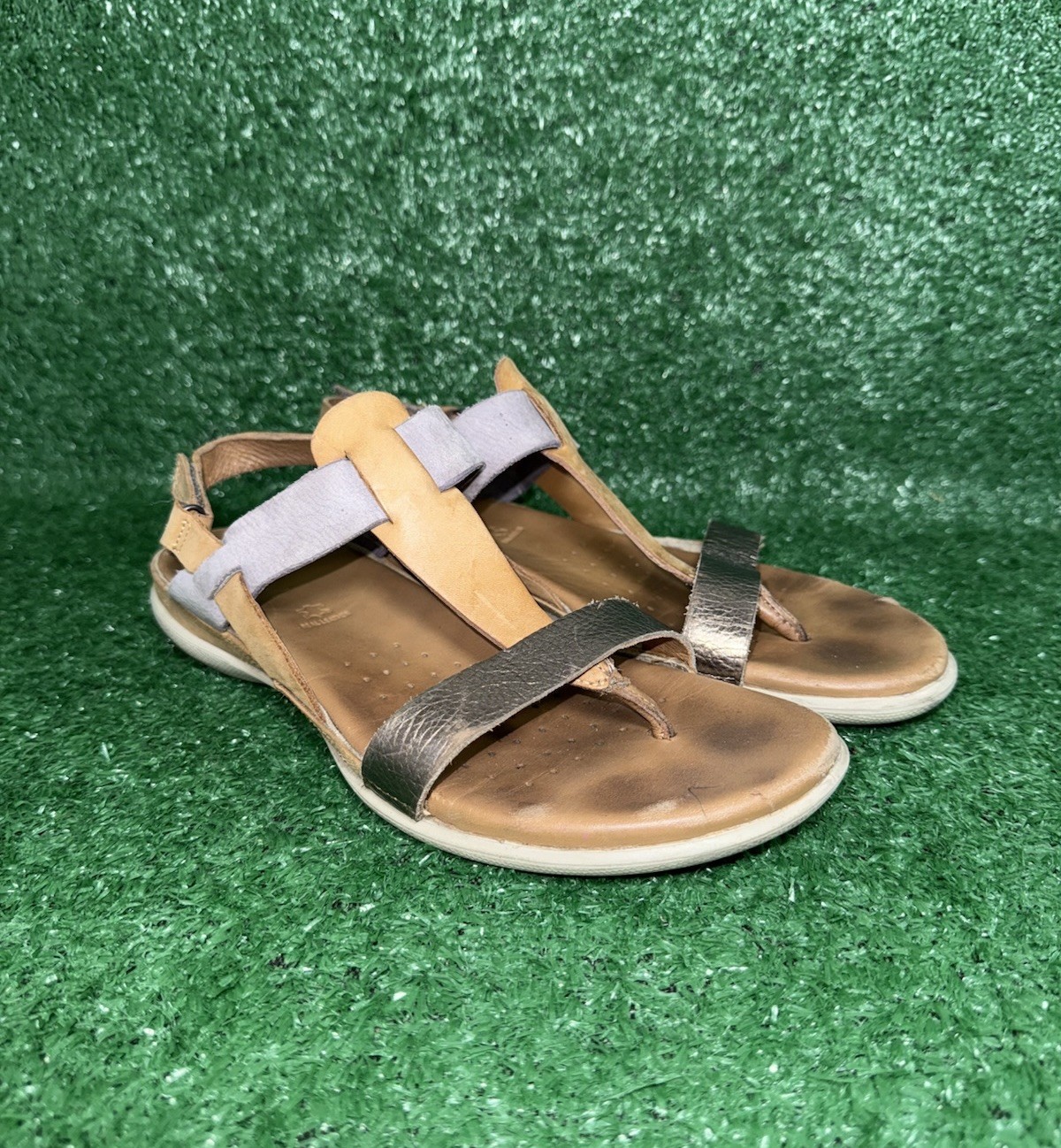 ECCO T Strap Flash Sandals Flats Womens Size 9 US EU 40 Brown Beige Tan Comfort
