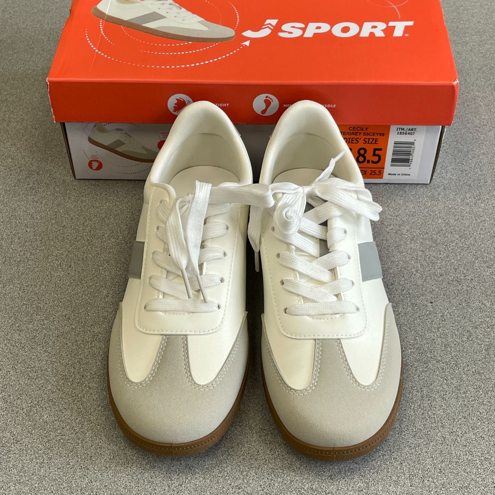 NEW J Sport Cecily Women’s US 8.5 Sneakers White & Grey