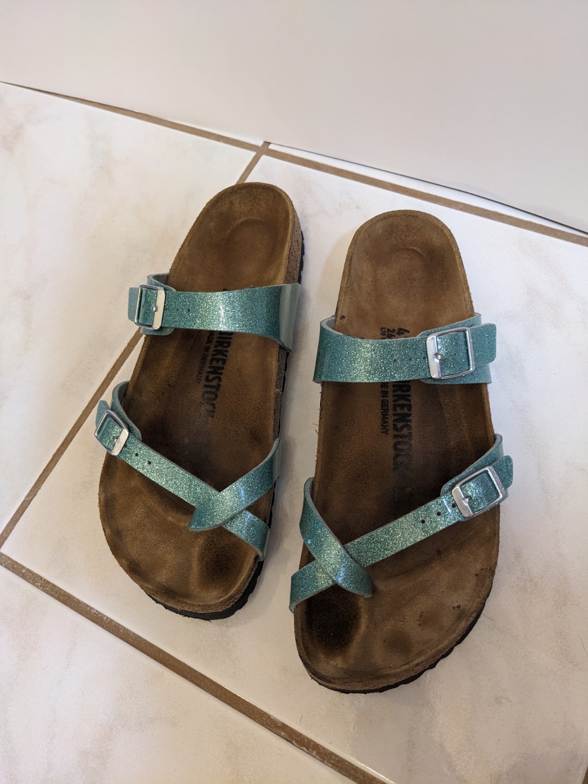 Mayari 41 glitter green Birkenstock sandals Narrow Fit
