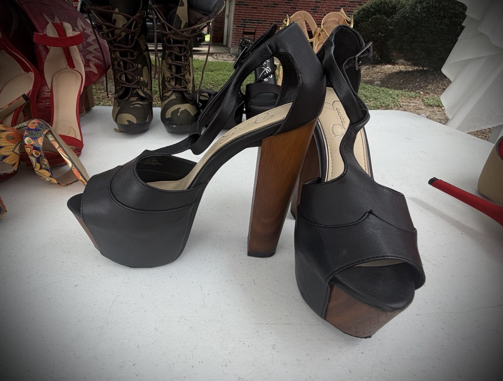 Jessica Simpson Leather Platform Block Heels