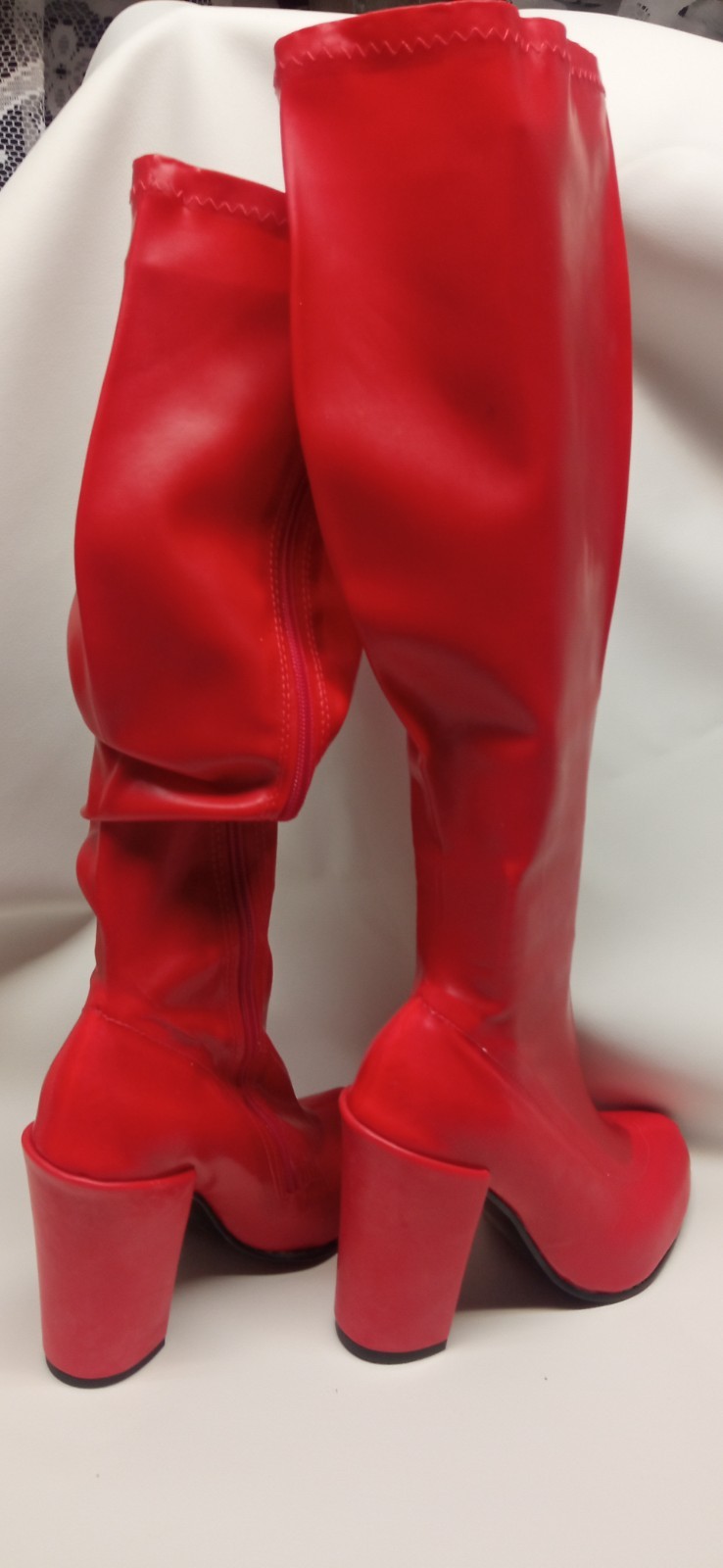 Handmade Rubber Boots Knee High Many Colours Heel 11cm Block – 41-47