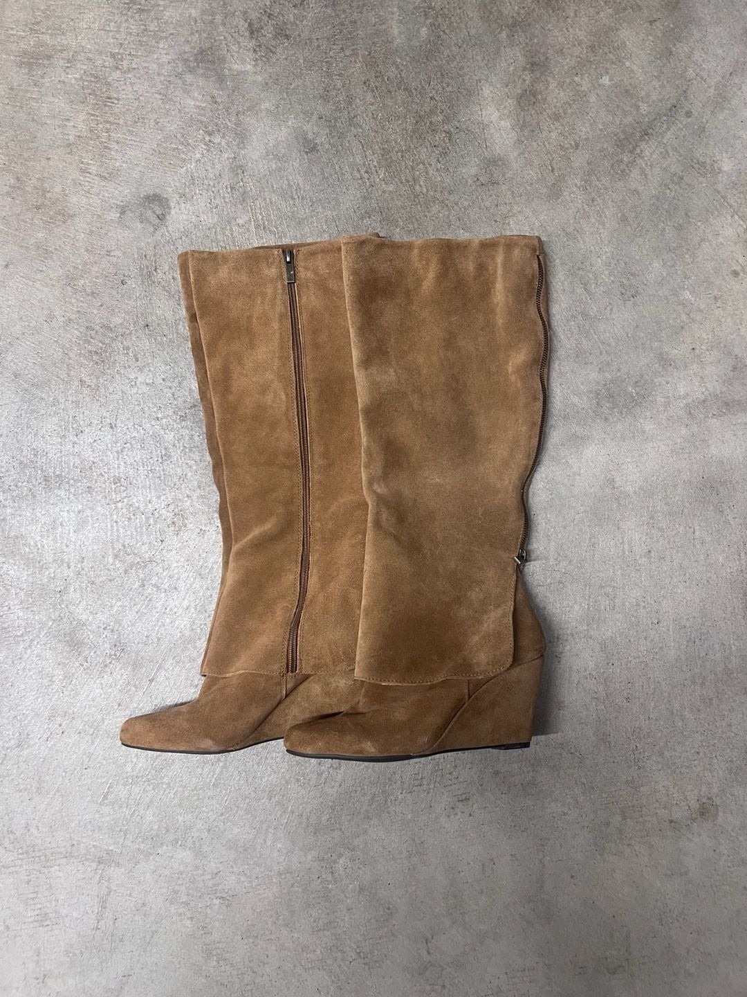 Jessica Simpson Rallie Brown Suede Wedge Knee-High Boots