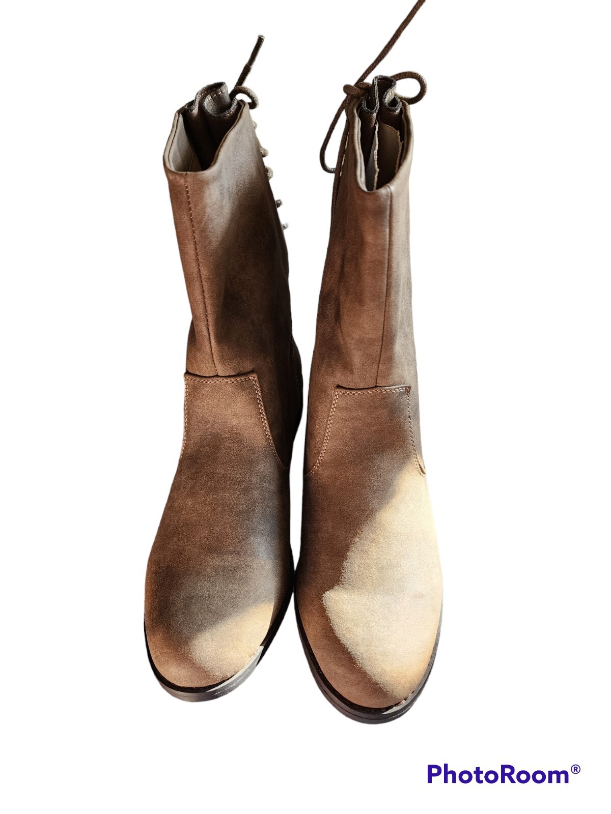 Justfab Brown Tie Calf Boots Size 10