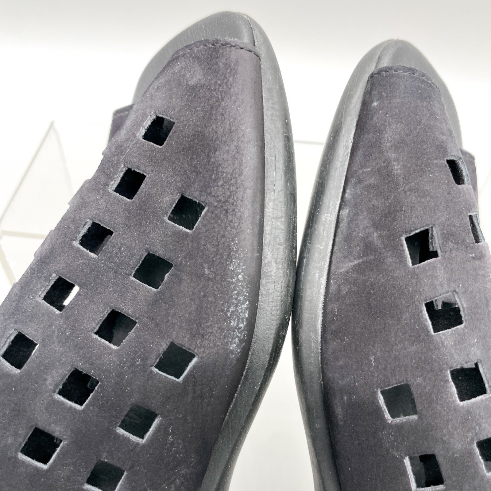 Arche Drick Womens 40 Black Nubuck Leather Perforated Laser Cut Sandas Zip Wedge