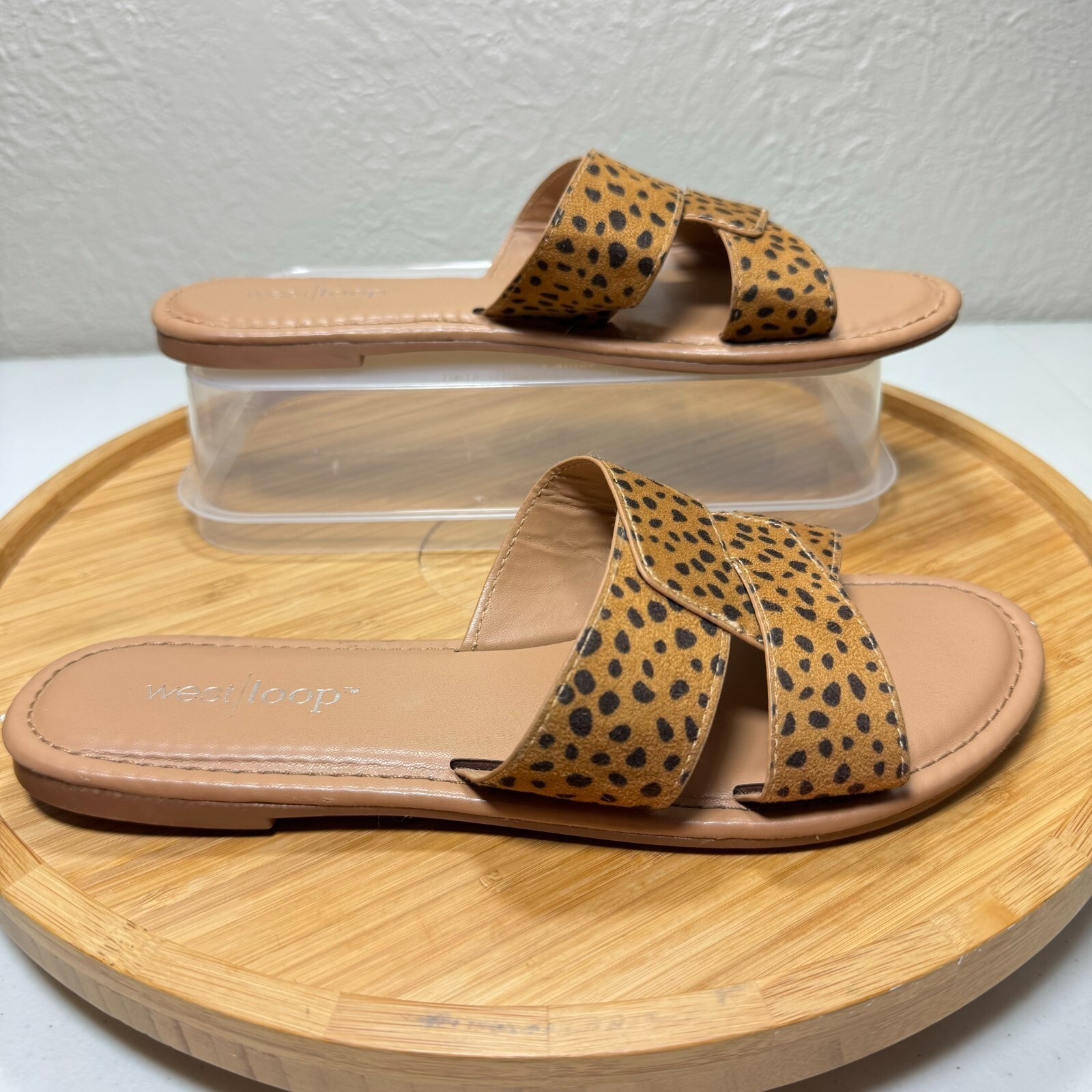 WestLoop Cheetah Print Slides Sandals 7/8 Leopard Boho Resort Beach Pool Summer