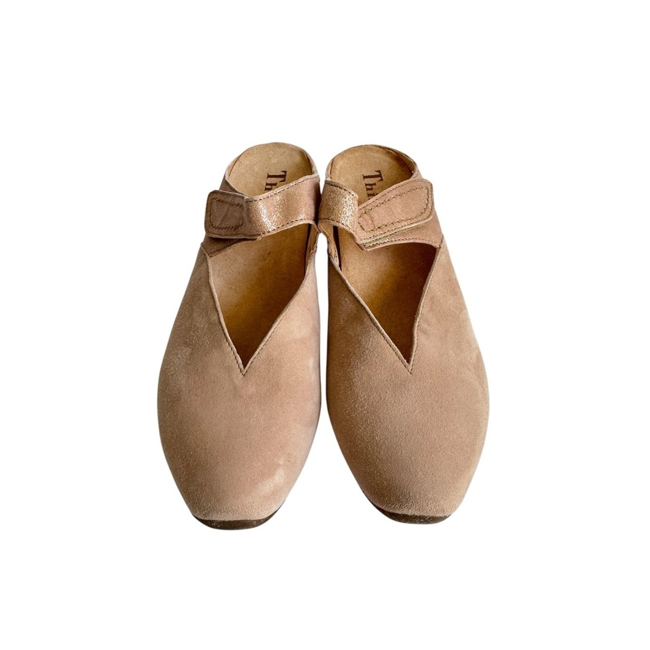 Think! Aida Slip On Pumps Pale Pink Nude Suede Ballet Mules Comfort Shoes 39 9