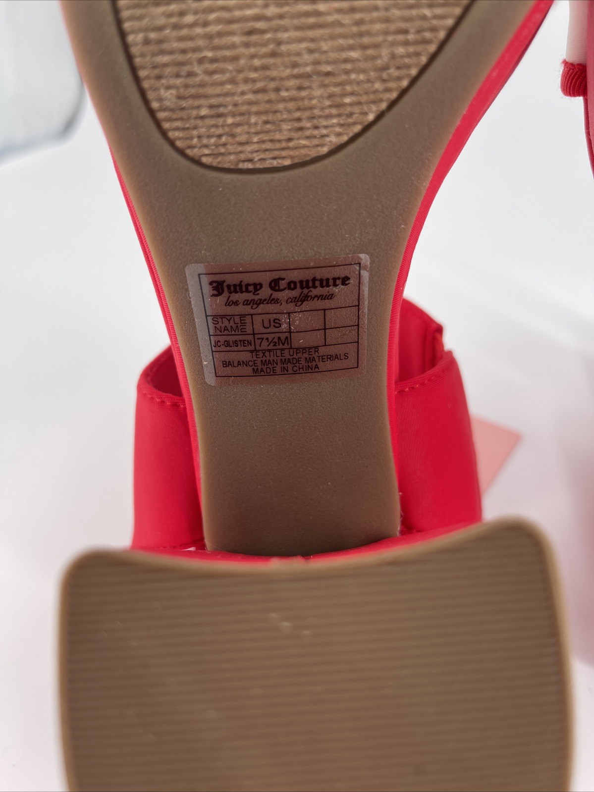 JUICY COUTURE Womens Red/White Logo Glisten Wedge Slingback 7.5M New