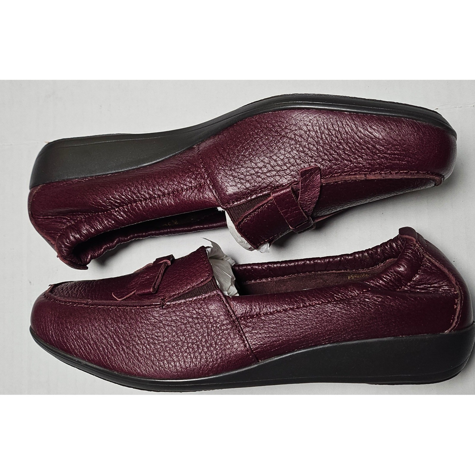 Vitaform Plum Red Leather Loafer Flats Bow Comfort Shoes Womens EU 42/US 12