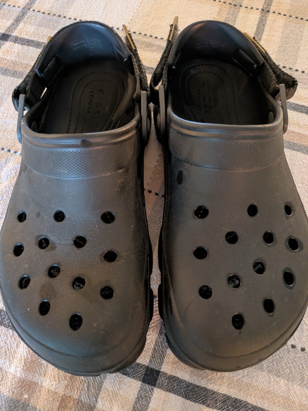 Crocs All-Terrain Clog Unisex M9 W11 Black Rugged Adjustable Strap Comfort