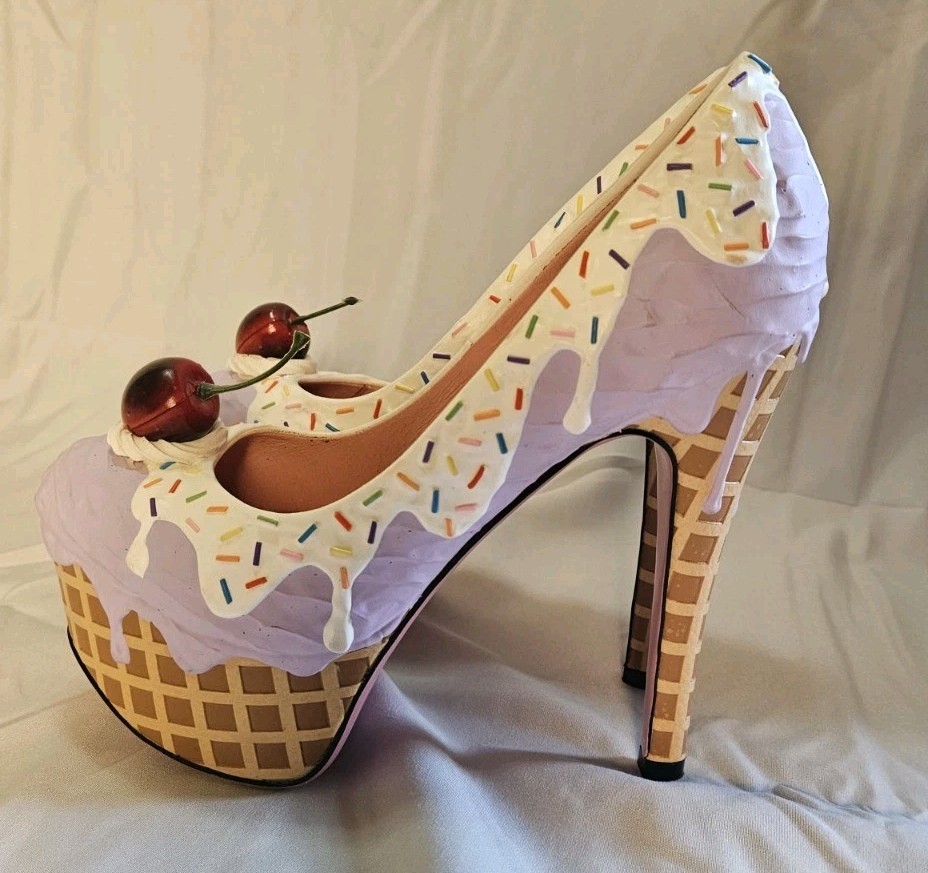 Shoe Bakery Ice Cream Cone Heels Whimsical Statement Handmade 8 Dessert Theme